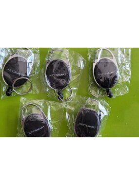 5pc KeySmart Black Retractable Key Rings W/ Carabiner & Belt Clip The More & Sav